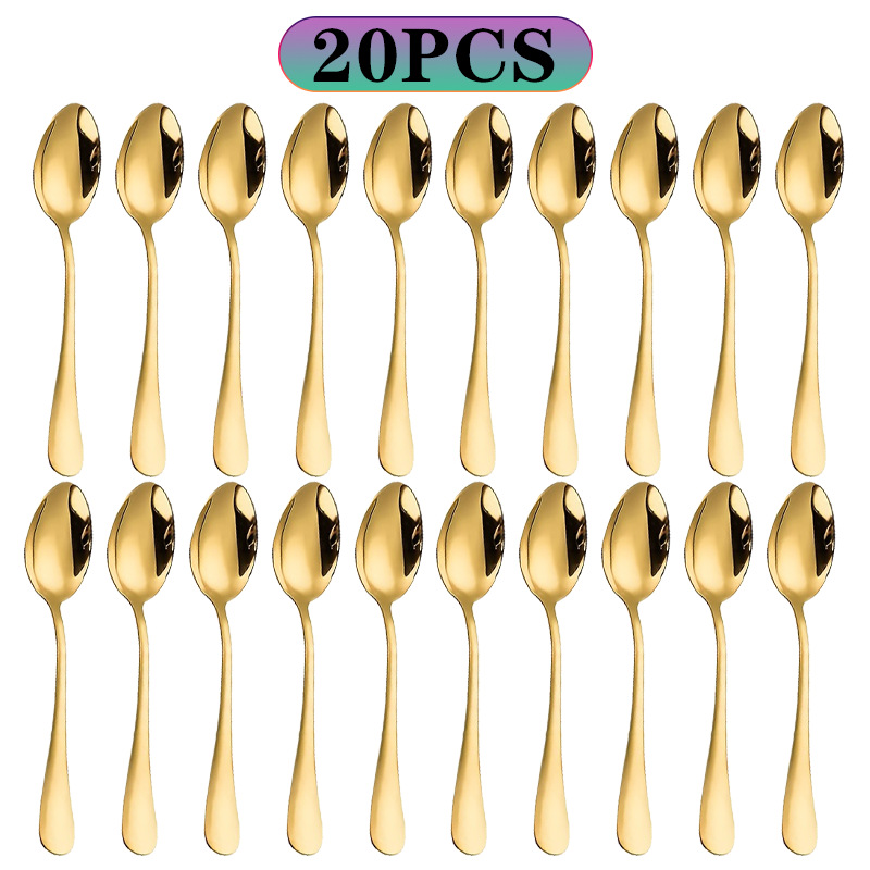 Kitchen Gadgets Gold - Petites cuillères dorées en acier inoxydable,